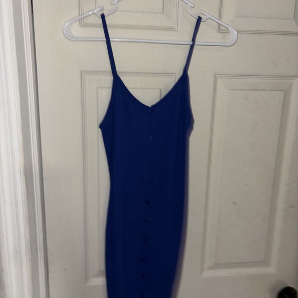 Women's Timing blue ribbed dress with Cami Straps Size Small